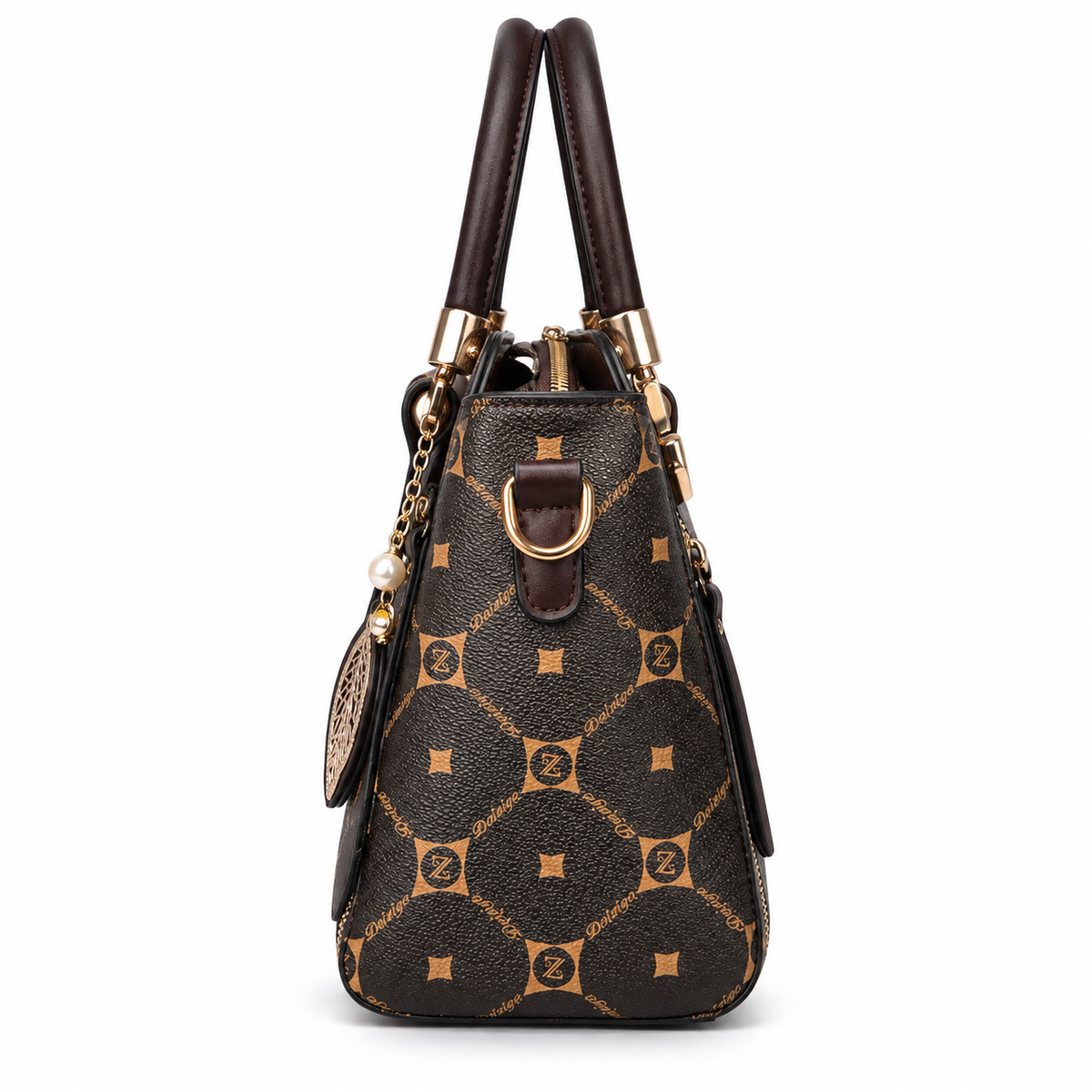 Valencia Structured Satchel Handbag – Brown Top Handle Shoulder Bag with Adjustable Strap