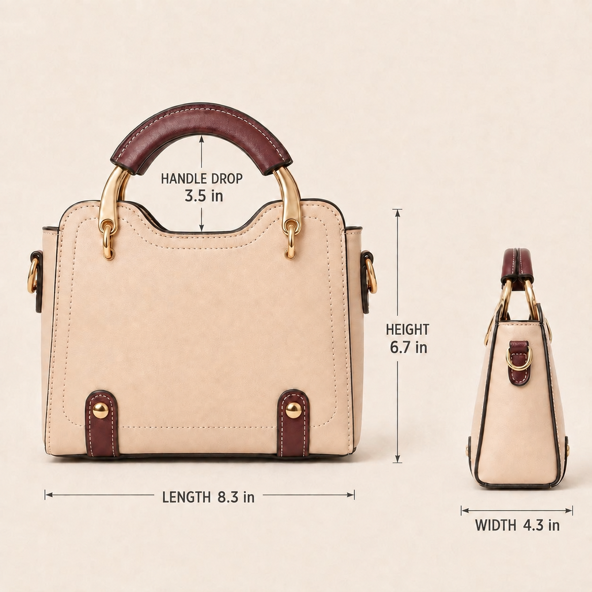 Ariana Women’s Mini Structured Satchel Handbag with Adjustable Crossbody Strap, Top Handle & Charm