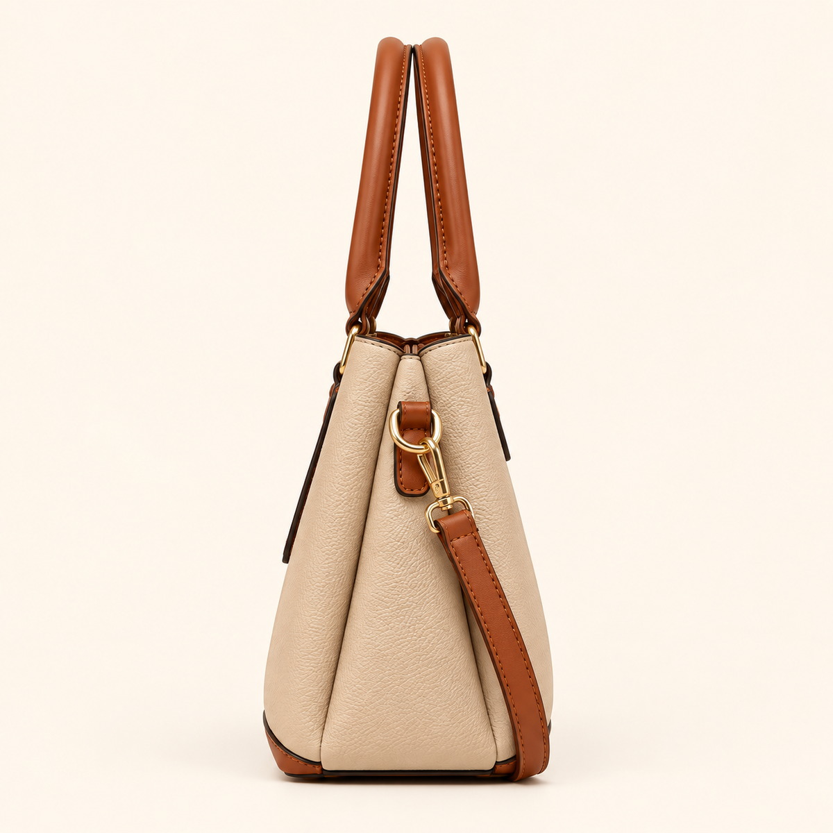 Women’s Colorblock Structured Satchel Handbag with Buckle Detail, Top Handles & Detachable Crossbody Strap – Cora Buckle