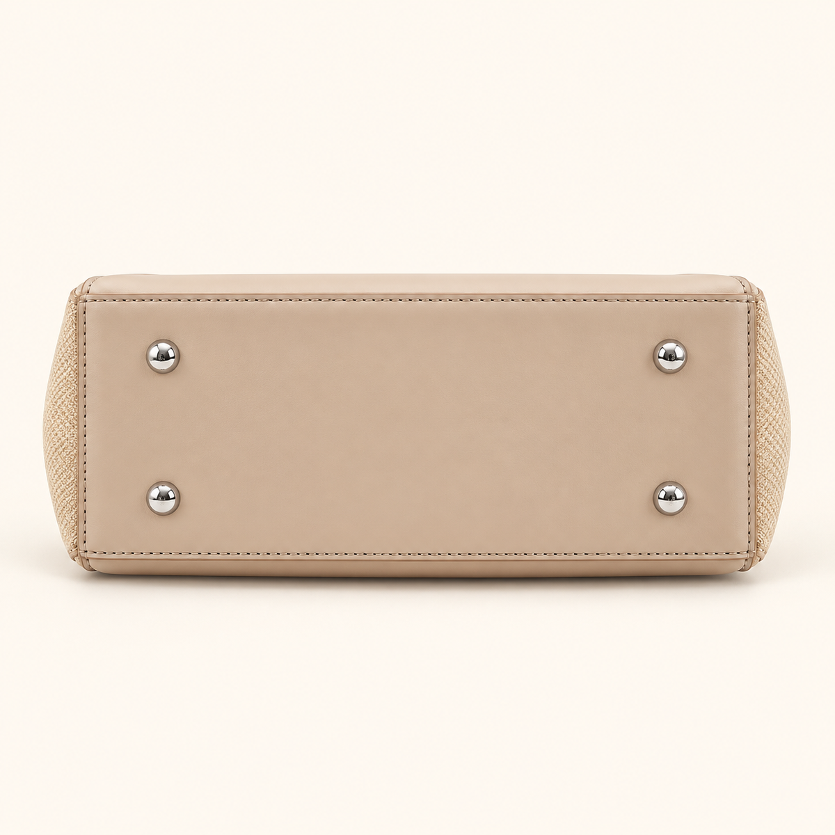 Handbag Mila 2-Tone Structured Tote Beige - Matching Mini Pouch & Adjustable Shoulder Strap