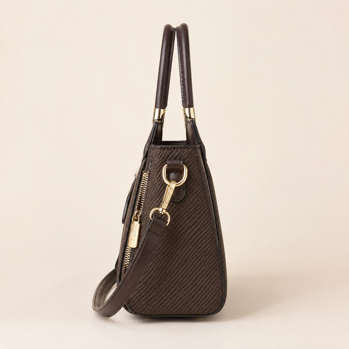 Handbag Moka Structured with Top Handles Minimalist Adjustable Shoulder Strap