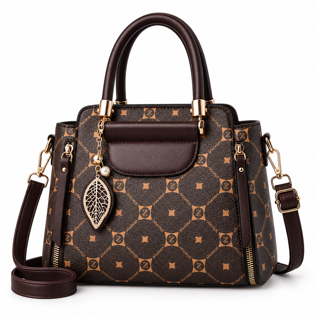 Valencia Structured Satchel Handbag – Brown Top Handle Shoulder Bag with Adjustable Strap