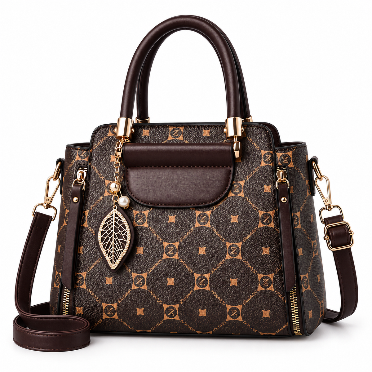 Valencia Structured Satchel Handbag – Brown Top Handle Shoulder Bag with Adjustable Strap