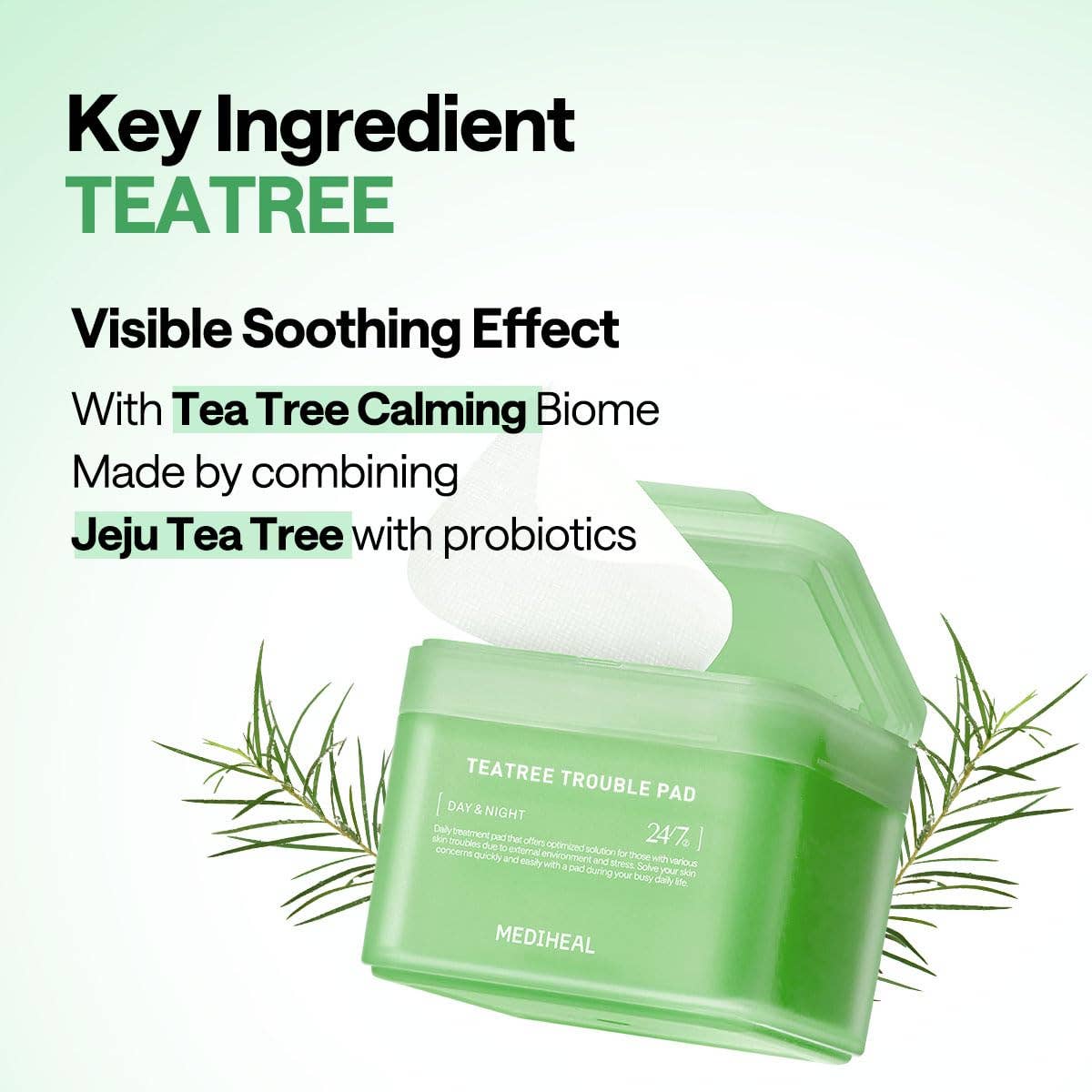 K-Beauty Direct - Mediheal Teatree Trouble Toner Pad – Almohadillas de Gasa Veganas Calmantes y Suavizantes para Piel Propensa al Acné | Venta al por Mayor de K-Beauty