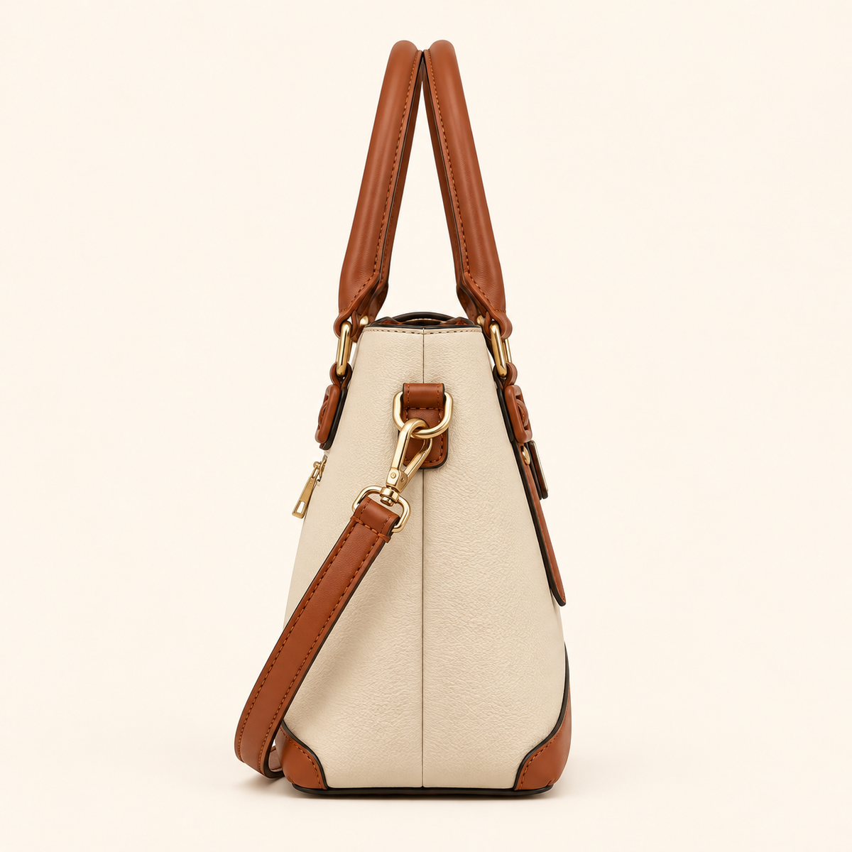 Women’s Colorblock Structured Satchel Handbag with Buckle Detail, Top Handles & Detachable Crossbody Strap – Cora Buckle