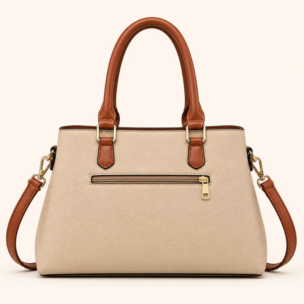 Women’s Colorblock Structured Satchel Handbag with Buckle Detail, Top Handles & Detachable Crossbody Strap – Cora Buckle