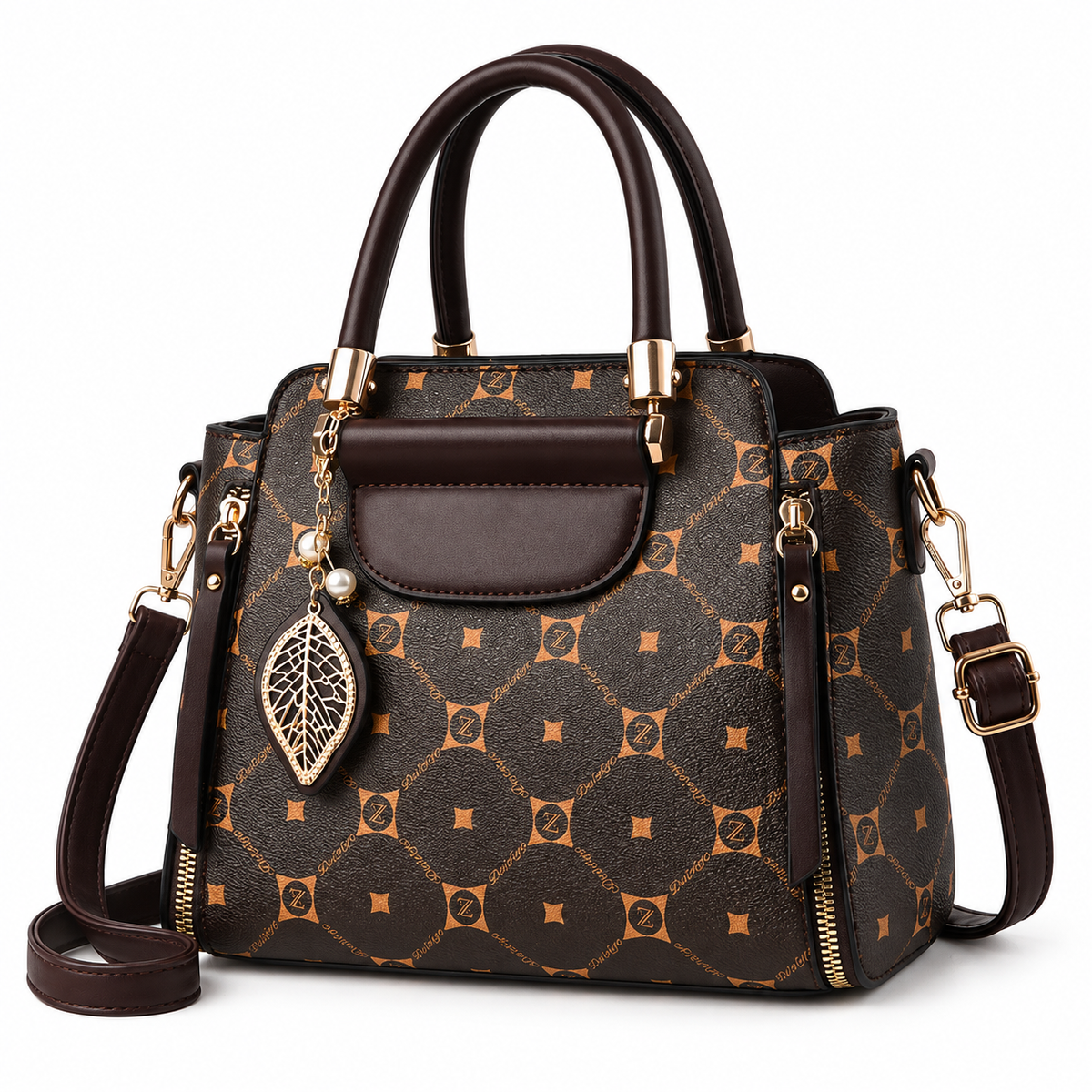 Valencia Structured Satchel Handbag – Brown Top Handle Shoulder Bag with Adjustable Strap