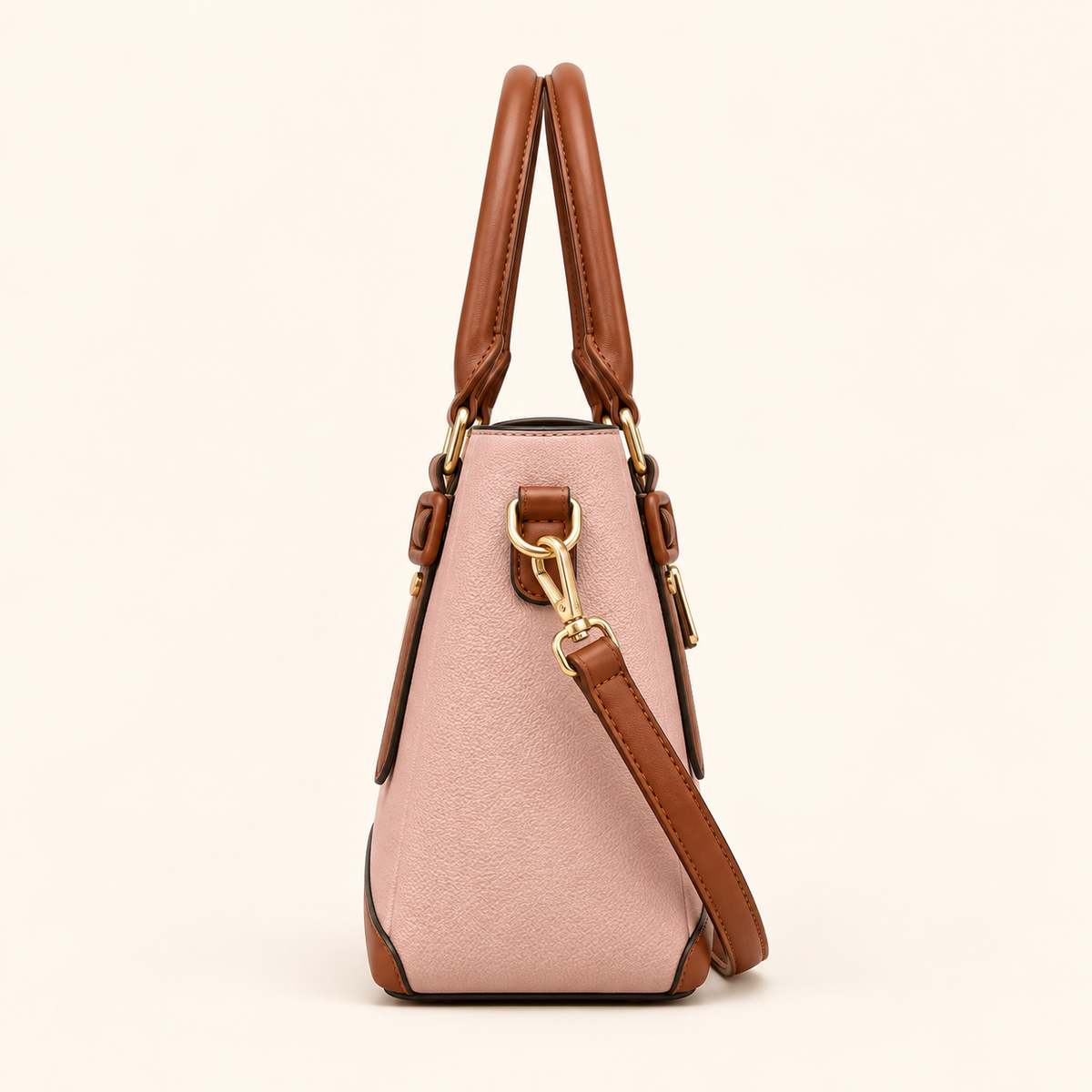 Women’s Colorblock Structured Satchel Handbag with Buckle Detail, Top Handles & Detachable Crossbody Strap – Cora Buckle