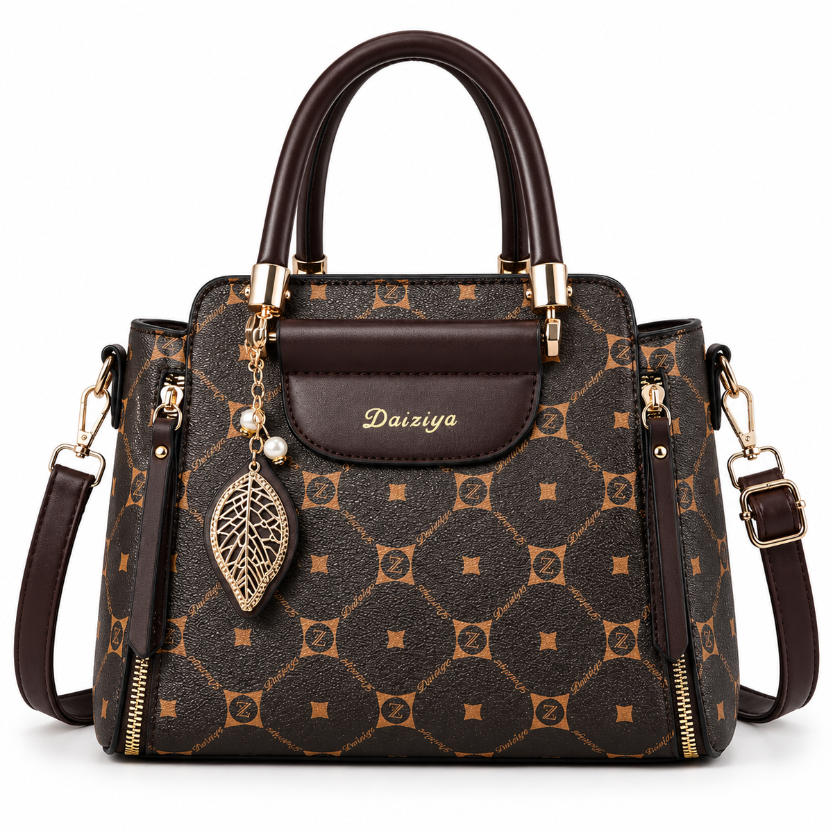 Valencia Structured Satchel Handbag – Brown Top Handle Shoulder Bag with Adjustable Strap