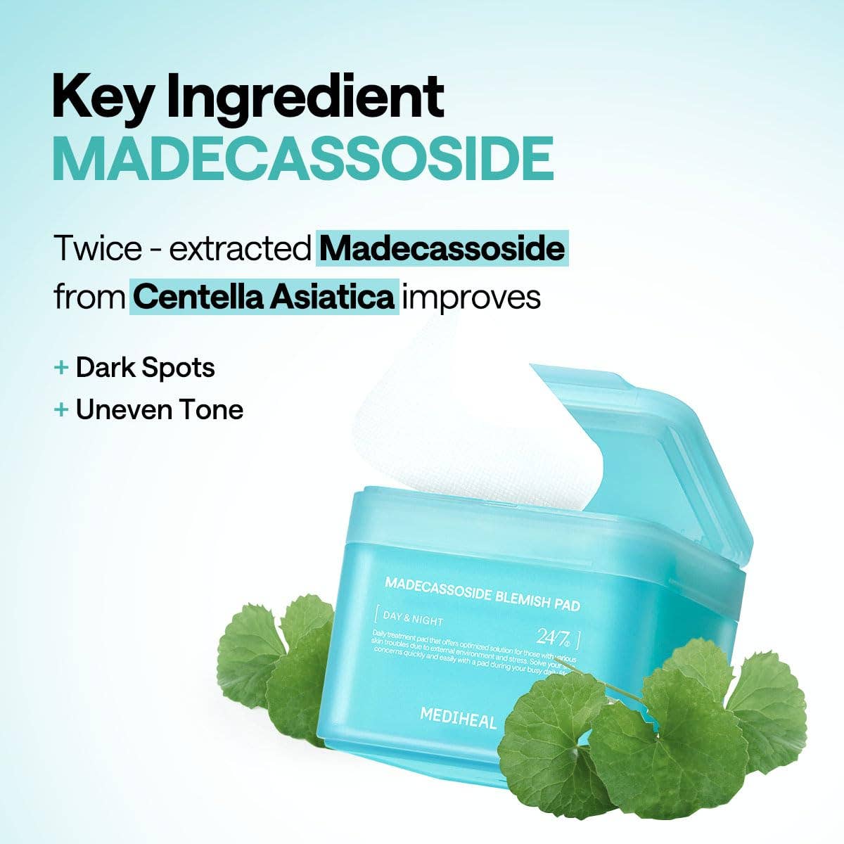 K-Beauty Direct - Mediheal Madecassoside Blemish Toner Pad – Almohadillas Veganas Calmantes con Centella Asiática para Piel Propensa al Acné | Venta al por Mayor de K-Beauty