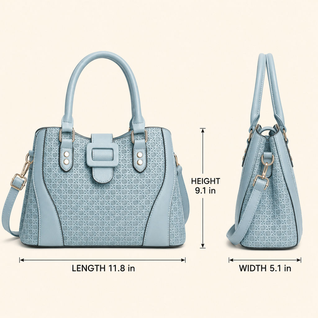 Handbag Vera 2-Piece Women’s Textured Satchel Handbag Set with Wallet, Top Handles & Adjustable Crossbody Strap