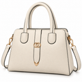 Elena Structured Satchel Handbag – Ivory Top - Handle Shoulder Bag with Adjustable Strap