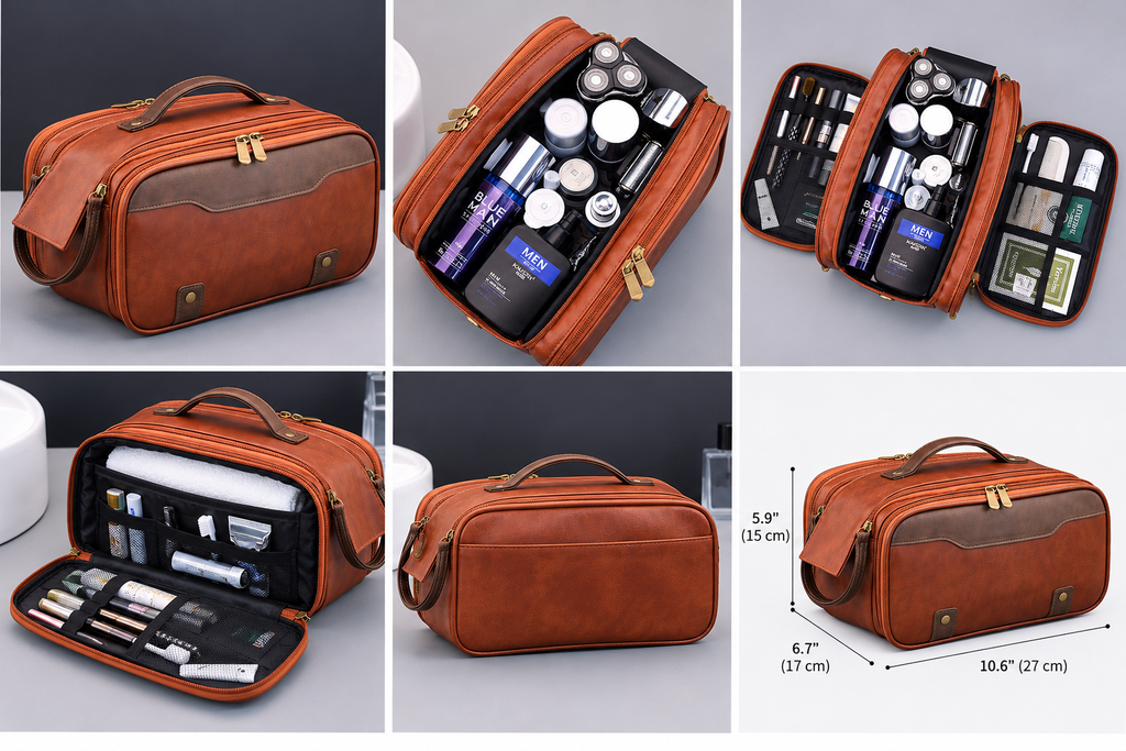 Men's Premium Travel Toiletry Bag – Brown