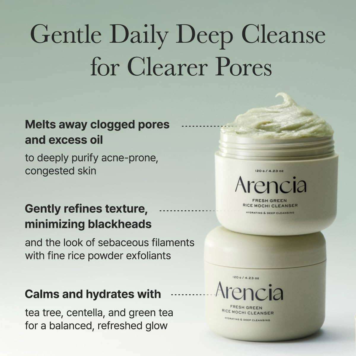 K-Beauty Direct - Arencia Limpiador de Mochi de Arroz Verde Fresco 4.23oz | Venta al por mayor de K-Beauty